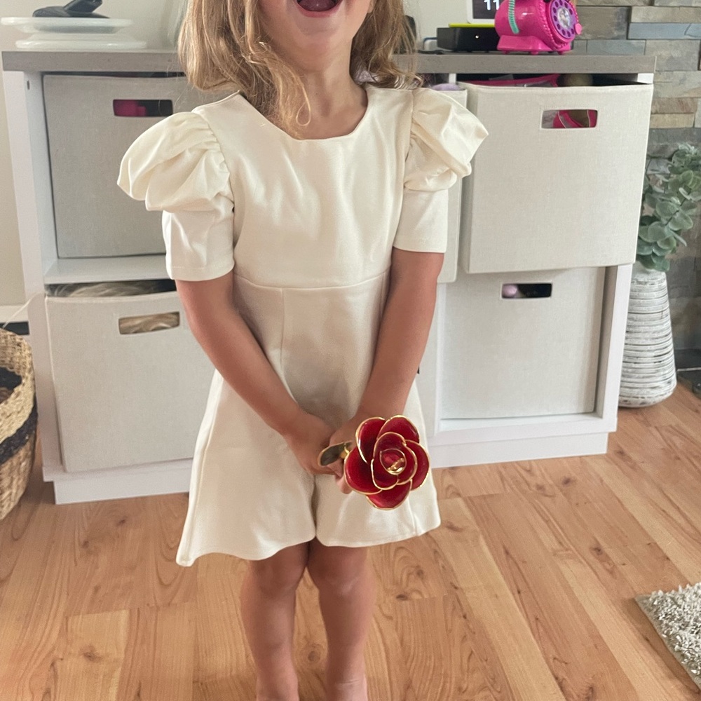 Habituals Kids: Ivory Puff Sleeve Dress